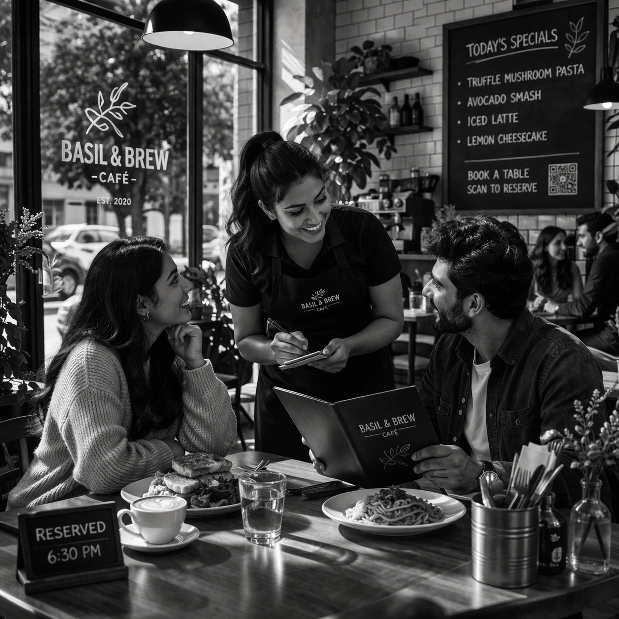 Cozy café interaction